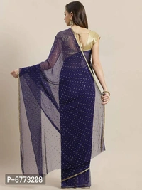 Elegant Chiffon Sarees With Blouse Piece For Women - P-6773208, 9886446, Nevy Blue