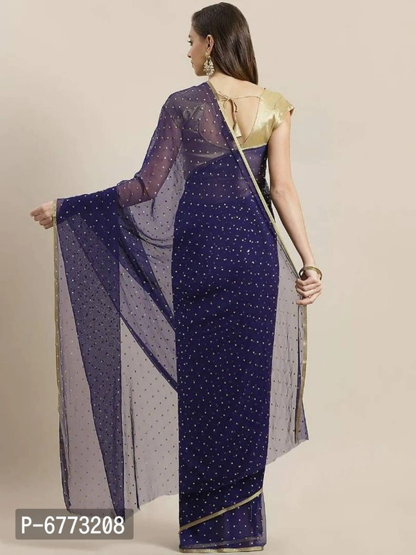 Elegant Chiffon Sarees With Blouse Piece For Women - P-6773208, 9886446, Nevy Blue
