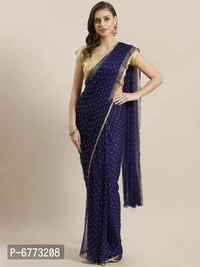 Elegant Chiffon Sarees With Blouse Piece For Women - P-6773208, 9886446, Nevy Blue