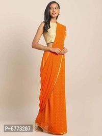 Elegant Chiffon Sarees With Blouse Piece For Women - P-6773207, 9886446, Orange
