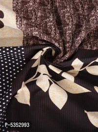 Beautiful Brown Microfiber Floral Double Bedsheet With Pillow Covers - P-5352992, 9886446