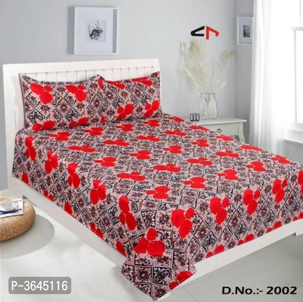 Polycotton Double Bed Bedsheet with 2 Pillow Cover - P-3645116, 9886446