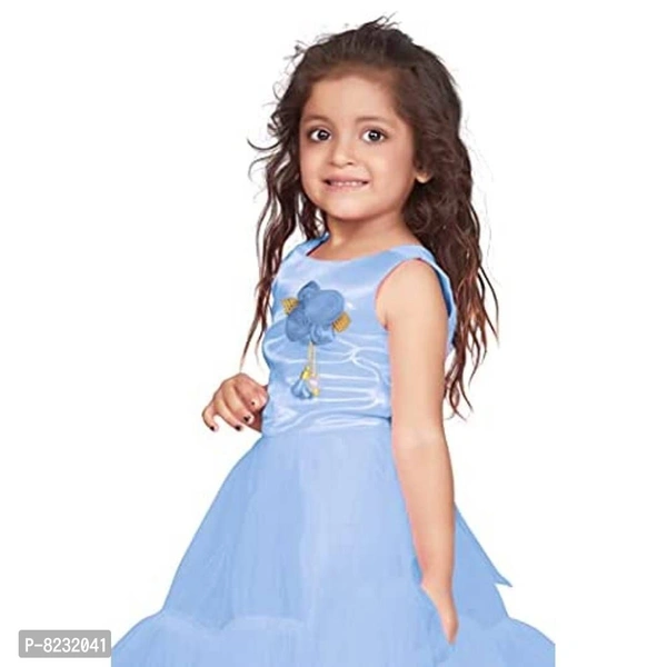 Fashion Dream Baby Girl?۪s Ruffle Hem Flower Applique Party Dress/Frock - P-8232041, 9886446, 7 years-8,Years