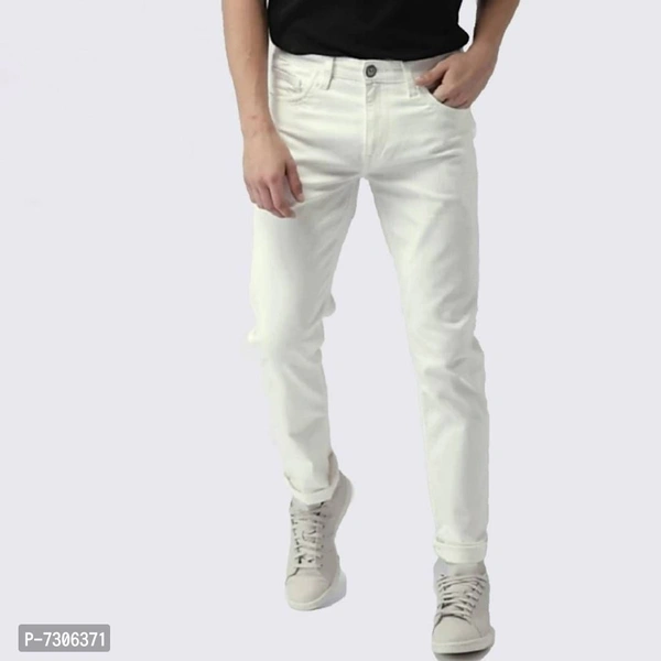 Stylish Fancy White Solid Denim Jeans For Men - P-7306371, 9886446, 36