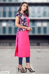 Trendy Printed American Creape Casual Kurtis With Jacket - 9886446, L