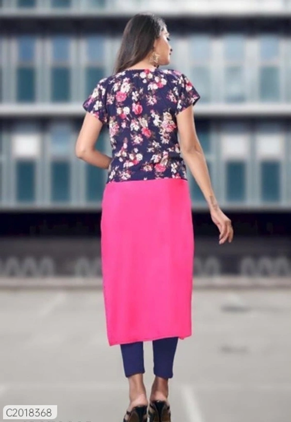 Trendy Printed American Creape Casual Kurtis With Jacket - 9886446, L