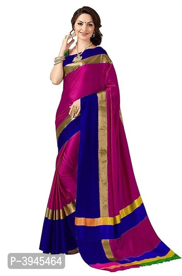 Golden Zari Border Cotton Silk Solid Saree with Blouse Piece - P-3945464, 9886446