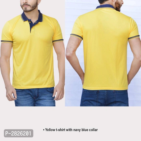 Yellow Solid Polyester Blend Polo T-Shirt* - P-2826201, 9886446, L