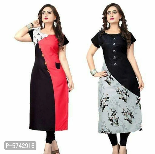 Stylish Crepe Printed Kurti Pack Of 2 - P-5742916, 9886446, M