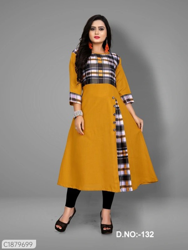 Pretty Printed Cotton Calf Length Kurti - C, 9886446, M