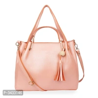 Womens Peach Faux Leather Solid ( 4 Pcs. Combo) Handbag - P-3433146, 9886446