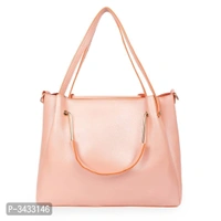 Womens Peach Faux Leather Solid ( 4 Pcs. Combo) Handbag - P-3433146, 9886446