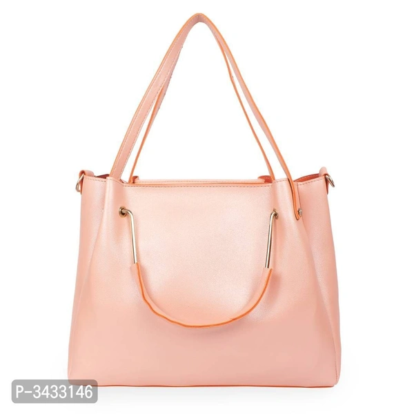Womens Peach Faux Leather Solid ( 4 Pcs. Combo) Handbag - P-3433146, 9886446