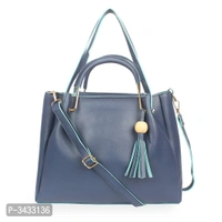 Women's Blue Faux Leather Solid ( 4 Pcs. Combo) Handbag - P-3433136, 9886446