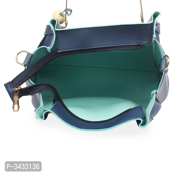 Women's Blue Faux Leather Solid ( 4 Pcs. Combo) Handbag - P-3433136, 9886446