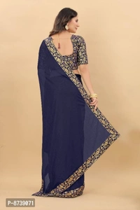 Art Silk Superline Saree With Blouse Piece - Free Size, 9886446, P-8739071