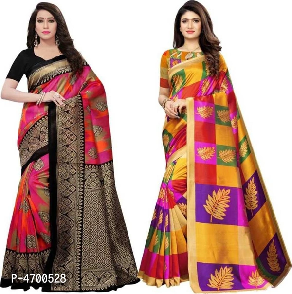 Attractive Art Silk Printed Saree with Blouse piece II Combo of 2 Sarees II - P-4700528, 9886446