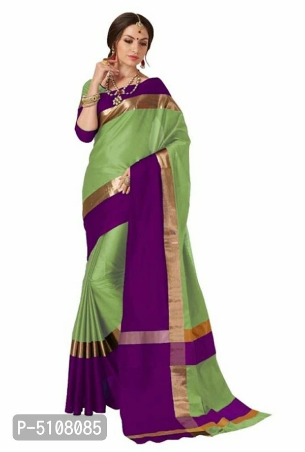 Stylish Purple Cotton Silk Self Pattern Women Saree with Regular Blouse Piece - 9886446, P-5108085