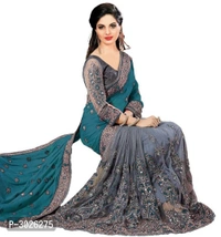 Stylish Multicolored Chiffon Embroidered Saree with Blouse piece - P-3026275, 9886446