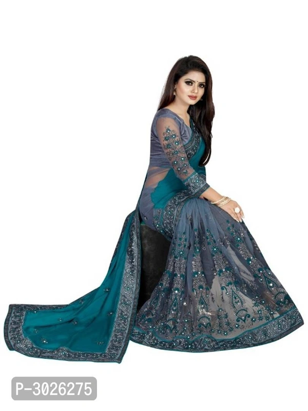 Stylish Multicolored Chiffon Embroidered Saree with Blouse piece - P-3026275, 9886446