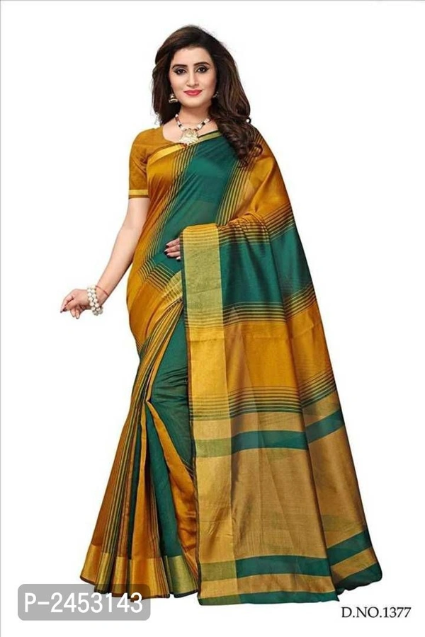 Stylish Multicolored Cotton Saree With Blouse Piece - 9886446, P-2453143