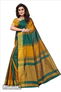 Stylish Multicolored Cotton Saree With Blouse Piece - 9886446, P-2453143