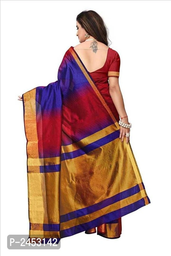 Multicoloured Cotton Saree With Blouse Piece - 9886446, P-2453142