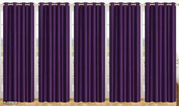 Stylish Fancy Polyester Eyelet Fitting Curtains Set Of 5 - 9886446, P-7379638