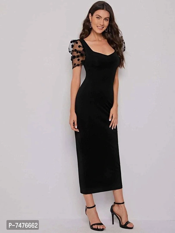 Stylish Fancy Cotton Blend Half Puff Sleeve Dresses For Women - P-7476662, 9886446, L