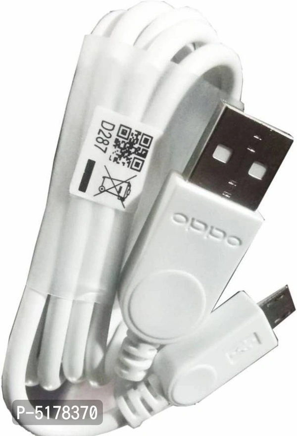 OPPO Fast Charging Cable , D287 Data Cable Original 2.4 A 1.2 m Polymer Rubber Micro USB Cable (Compatible with Compatible With All Oppo Mobile, White, One Cable) - 9886446, P-5178370