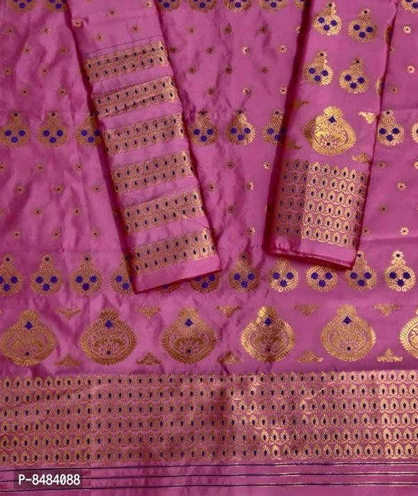 Assamees Mekhla Chador With Gold Zari Weaving Work Mekhla sador (Mixpaat) - 9886446, P-8484088