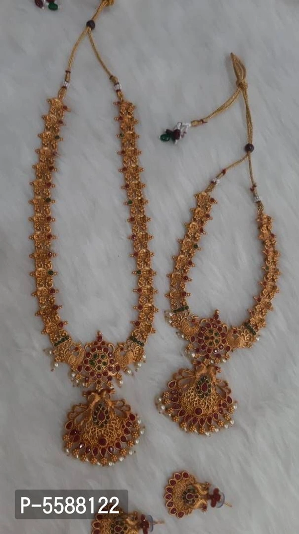 Trendy Alloy Long Necklace with Short Necklace and Earring set - P-5588122, 9886446