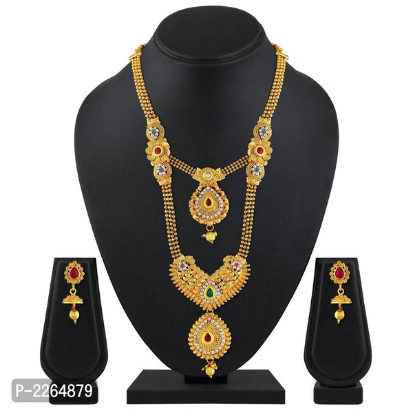 Traditional Jalebi Design Gold Plated Set Of 3 Matinee Necklace Set Combo - P-2264879, 9886446