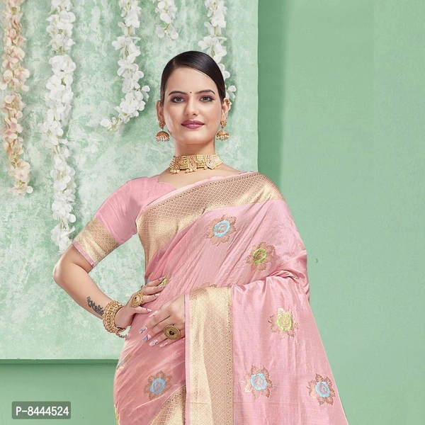 Triveni Sarees Pure Silk Pink Woven Design Saree With Blouse Piece For Women - 9886446, P-8444524