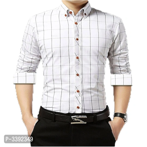 White Checked Cotton Slim Fit Casual Shirt - P-3392349, 9886445, M