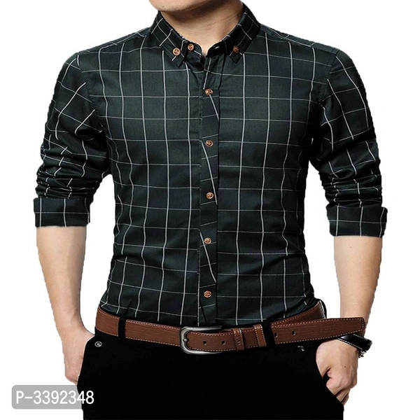 Black Checked Cotton Slim Fit Casual Shirt - P-3392348, 9886446, L