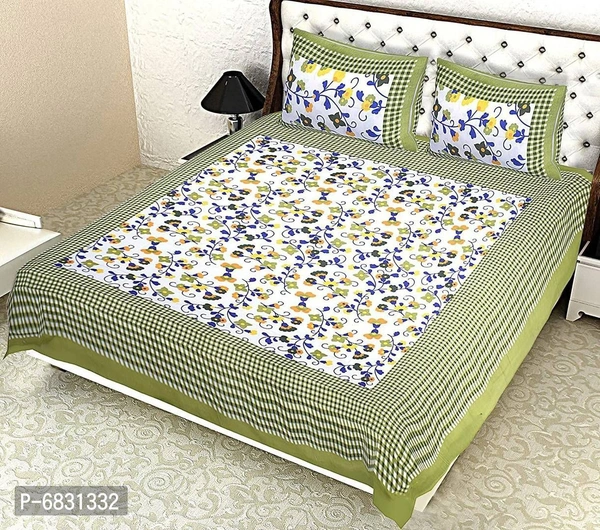 Elegant Cotton Printed Double Bedsheet With Pillow Covers - P-6831332, 9886446, Double