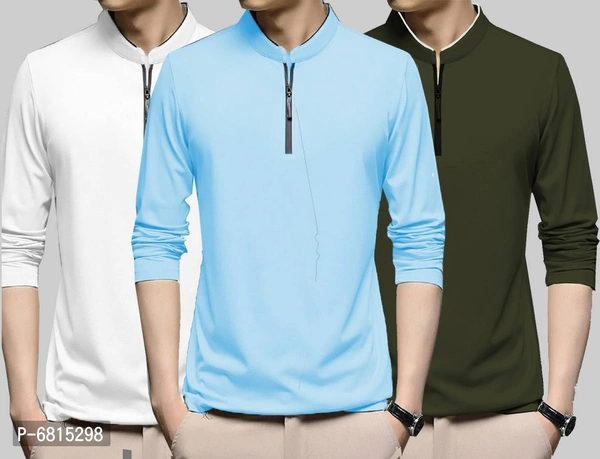 Stylish Polyester Multicoloured Solid T-shirt For Men Pack Of 3 - P-6815298, 9886446, XL