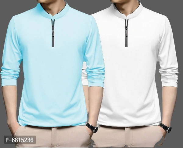 Lime Men's Collar neck Full sleeves poly lycra t shirt pack of 2 - P-6815226, 9886446, M