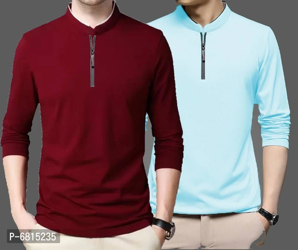 Lime Men's Collar neck Full sleeves poly lycra t shirt pack of 2 - P-6815235, 9886446, L