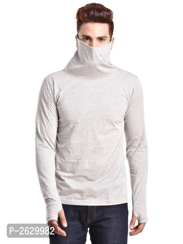 Pause Silver Cotton Solid High Neck T ShirtSize:  - 9886446, P-2629982, M