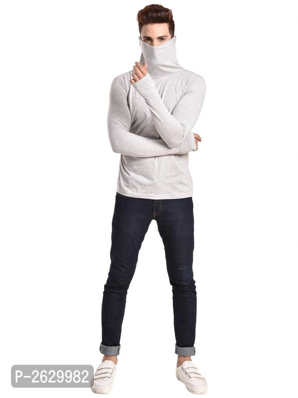 Pause Silver Cotton Solid High Neck T ShirtSize:  - 9886446, P-2629982, M