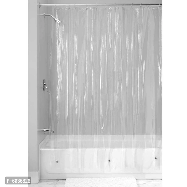 PVC Classic AC Transparent Curtain - 2 Curtain with 16 Hooks (Transparent, 4.5 X 9 ft or 54 X 108 Inches) - P-6036826