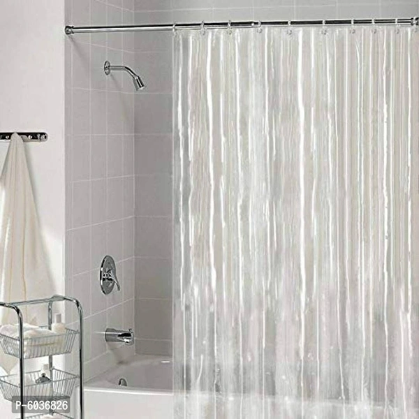 PVC Classic AC Transparent Curtain - 2 Curtain with 16 Hooks (Transparent, 4.5 X 9 ft or 54 X 108 Inches) - P-6036826