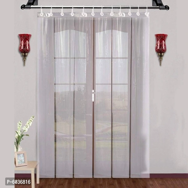 PVC Classic AC Transparent Curtain - 2 Curtain with 16 Hooks (Transparent, 4.5 X 8 ft or 54 X 96 Inches) - P-6036816