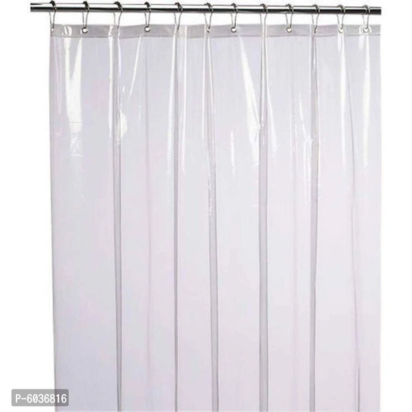 PVC Classic AC Transparent Curtain - 2 Curtain with 16 Hooks (Transparent, 4.5 X 8 ft or 54 X 96 Inches) - P-6036816
