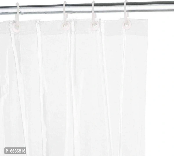 PVC Classic AC Transparent Curtain - 2 Curtain with 16 Hooks (Transparent, 4.5 X 8 ft or 54 X 96 Inches) - P-6036816