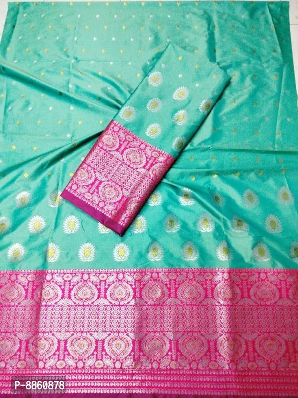 Classic Art Silk Jacquard Saree With Blouse Piece - P-8860878