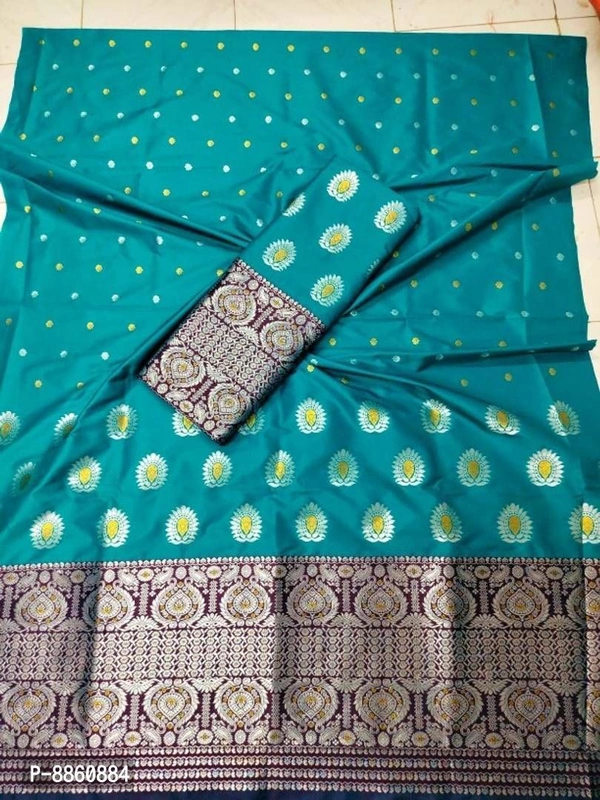 Classic Art Silk Jacquard Saree With Blouse Piece - P-8860884