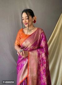 Women Pure Banarasi Silk Patola Saree With Blouse Piece - P-6569259